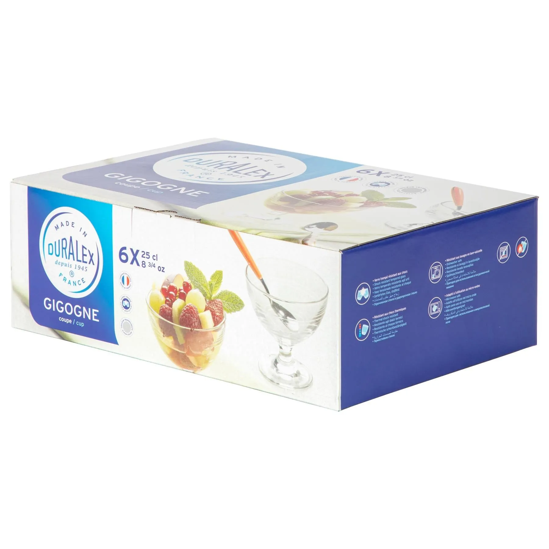 250ml Gigogne Glass Ice Cream Bowls - Pack of Six - By Duralex