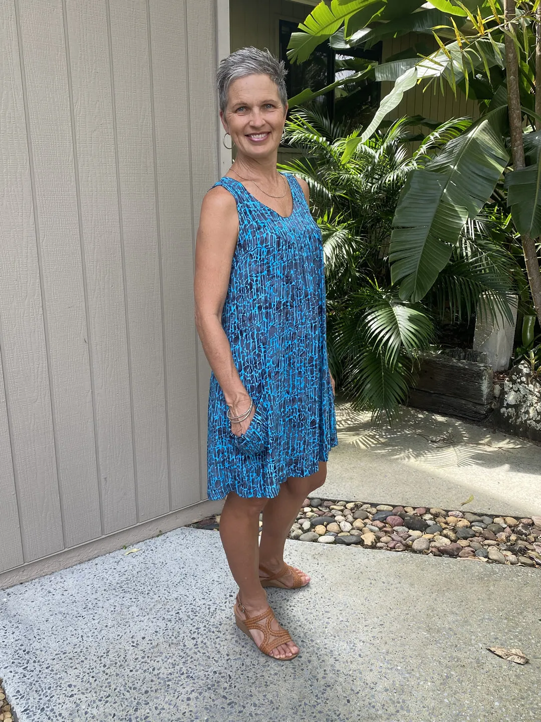 Amanda Dress Turquoise Lattice