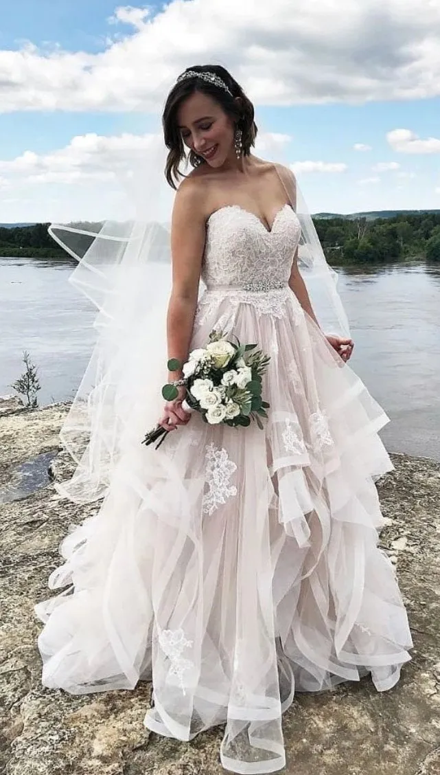 Ball Gown Tiered Skirt Wedding Dress