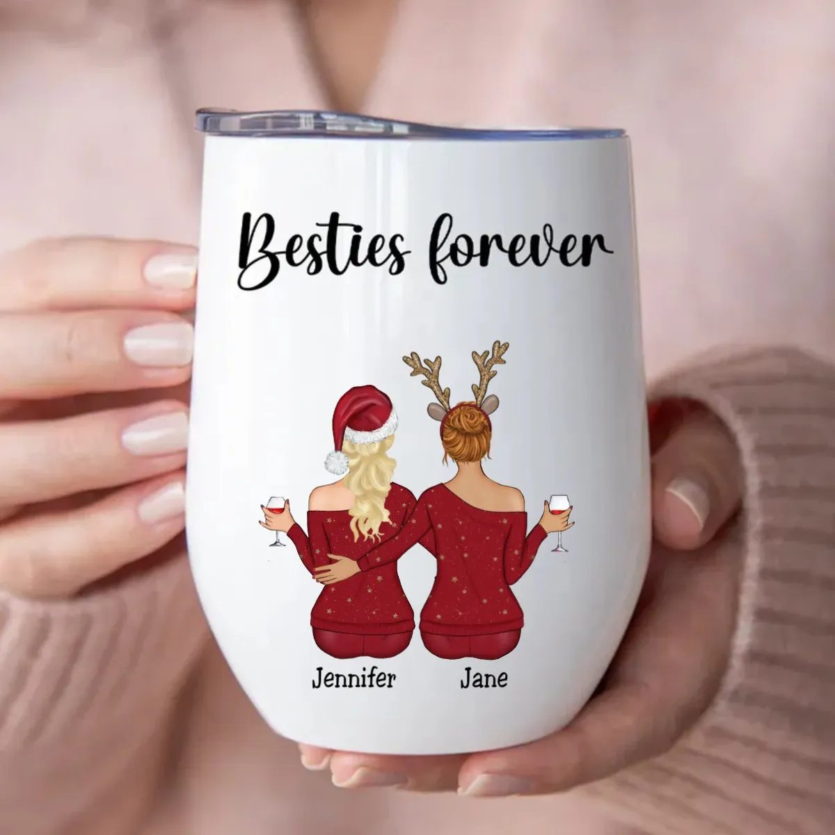 Besties - Besties Forever Ver 4 - Personalized Wine Tumbler (VT)