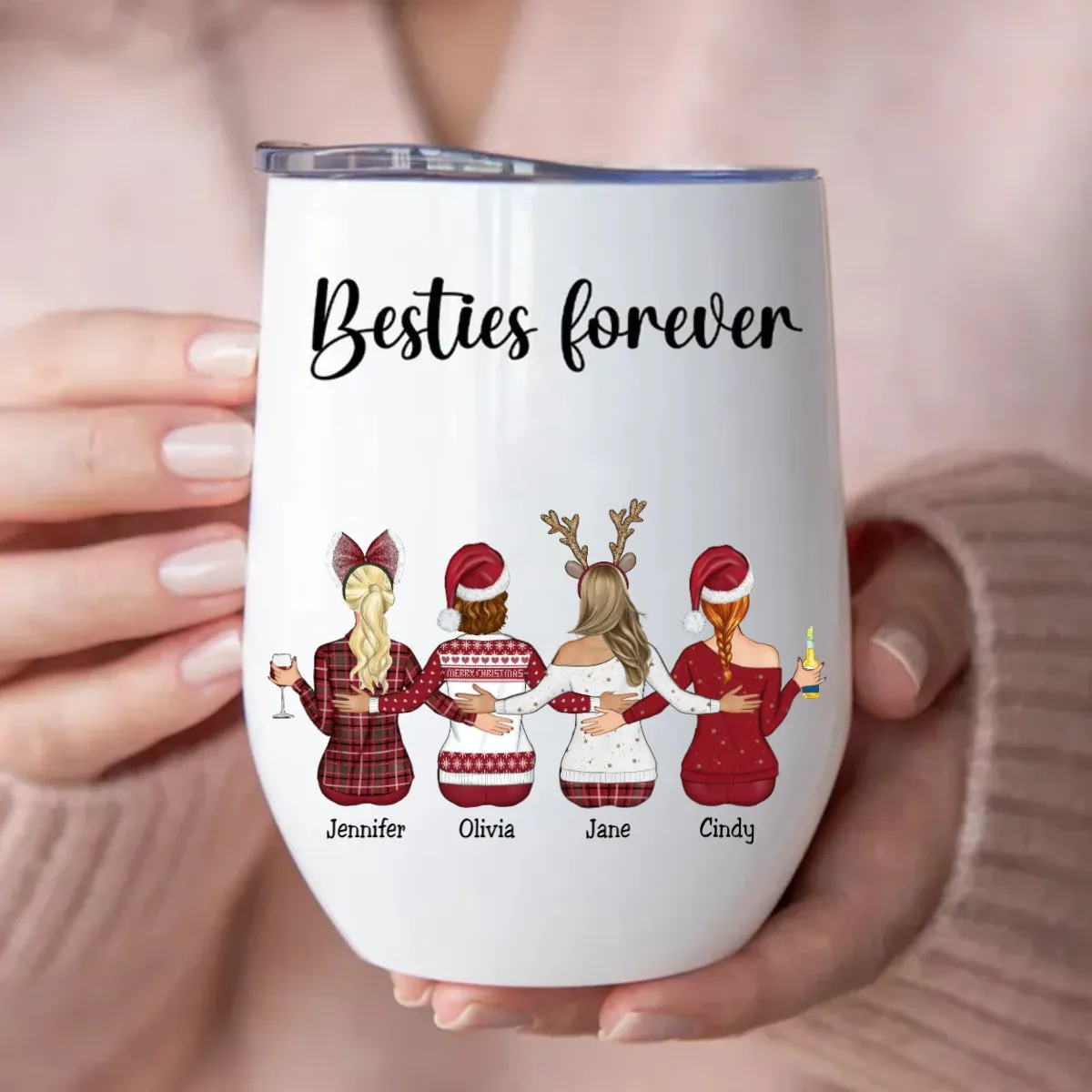 Besties - Besties Forever Ver 4 - Personalized Wine Tumbler (VT)