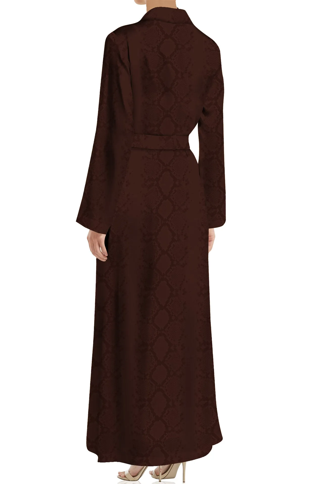 Brown Long Sleeve Wrap Dress