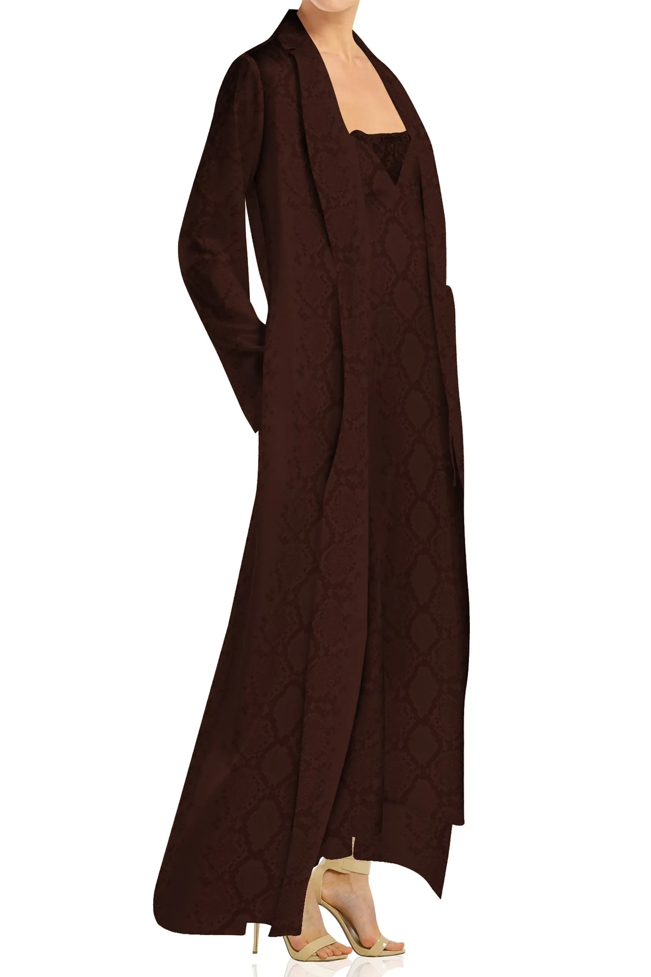 Brown Long Sleeve Wrap Dress