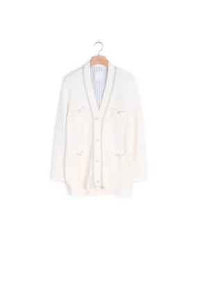 Cardigan long avec boutons perles