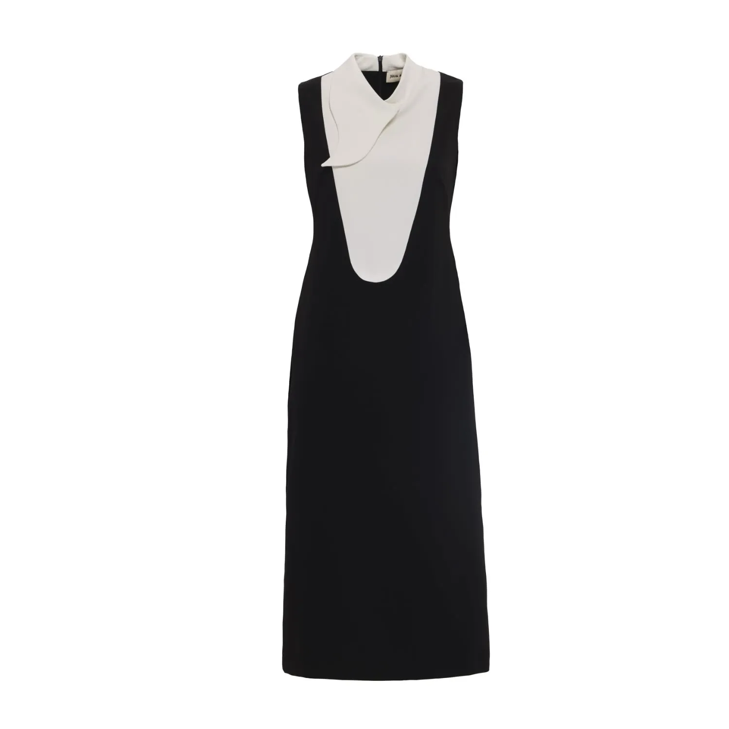 Chic Formal Midi Dress With Unique Collar White