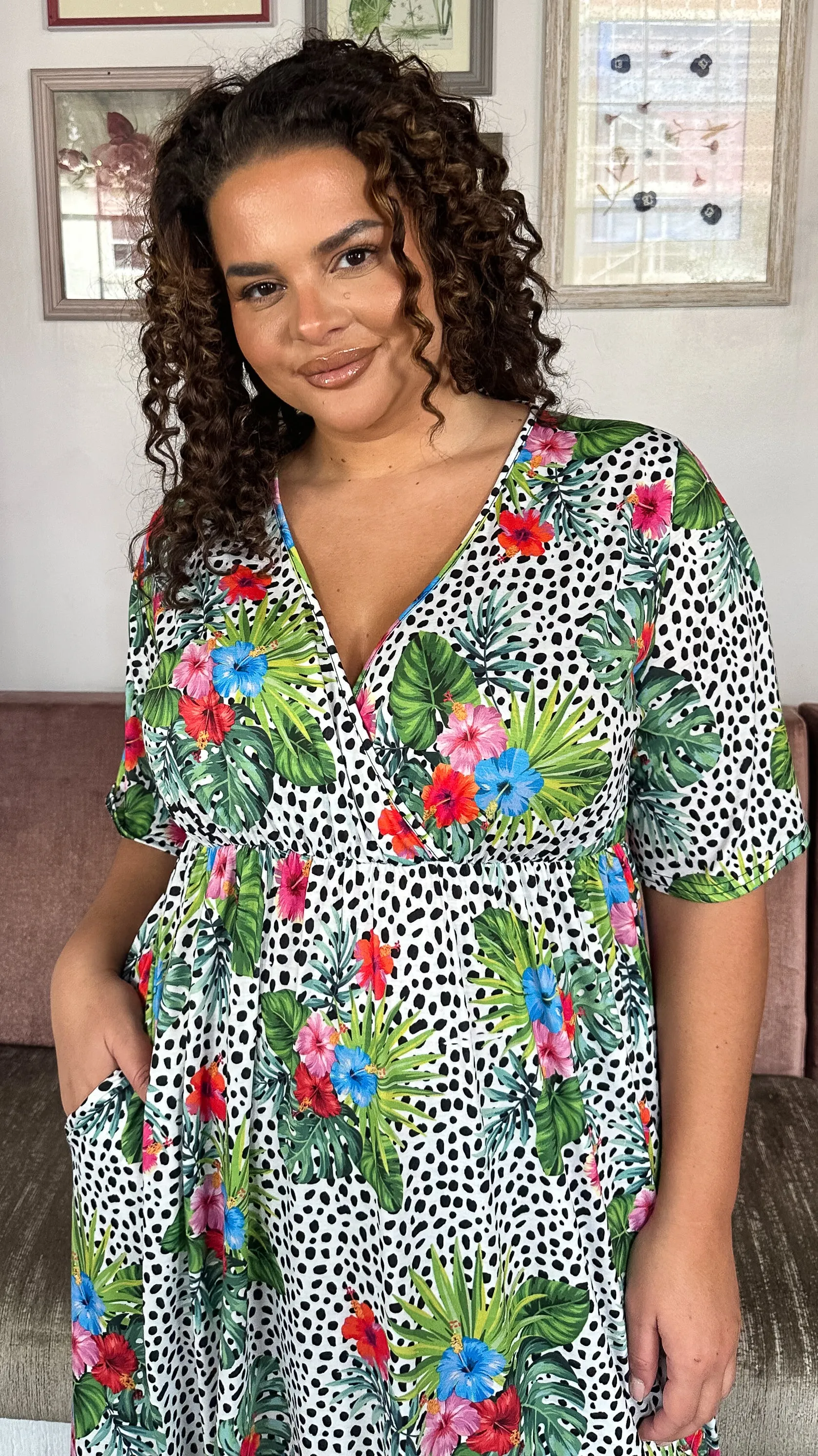 CurveWow Maxi Wrap Dress Spot/Palm