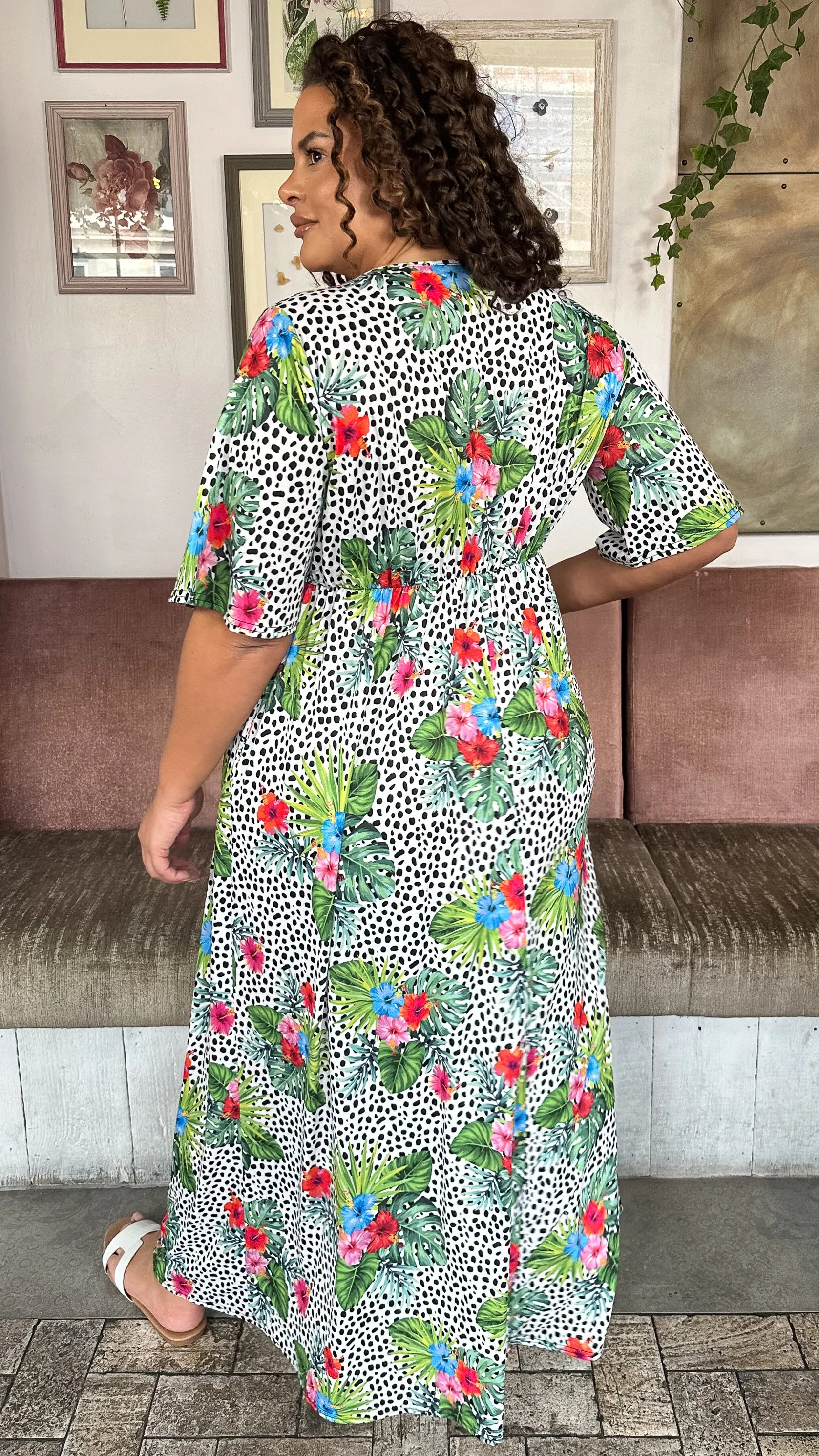 CurveWow Maxi Wrap Dress Spot/Palm