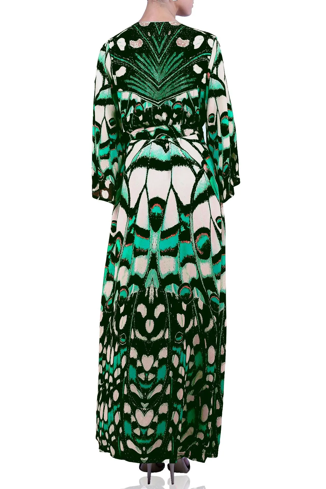 Designer Maxi Wrap Dress With Sleeves