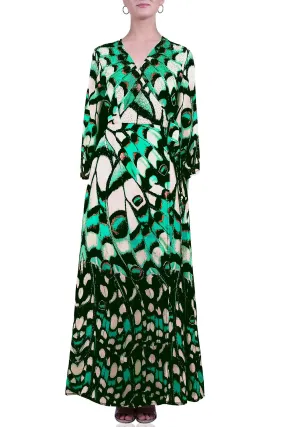 Designer Maxi Wrap Dress With Sleeves