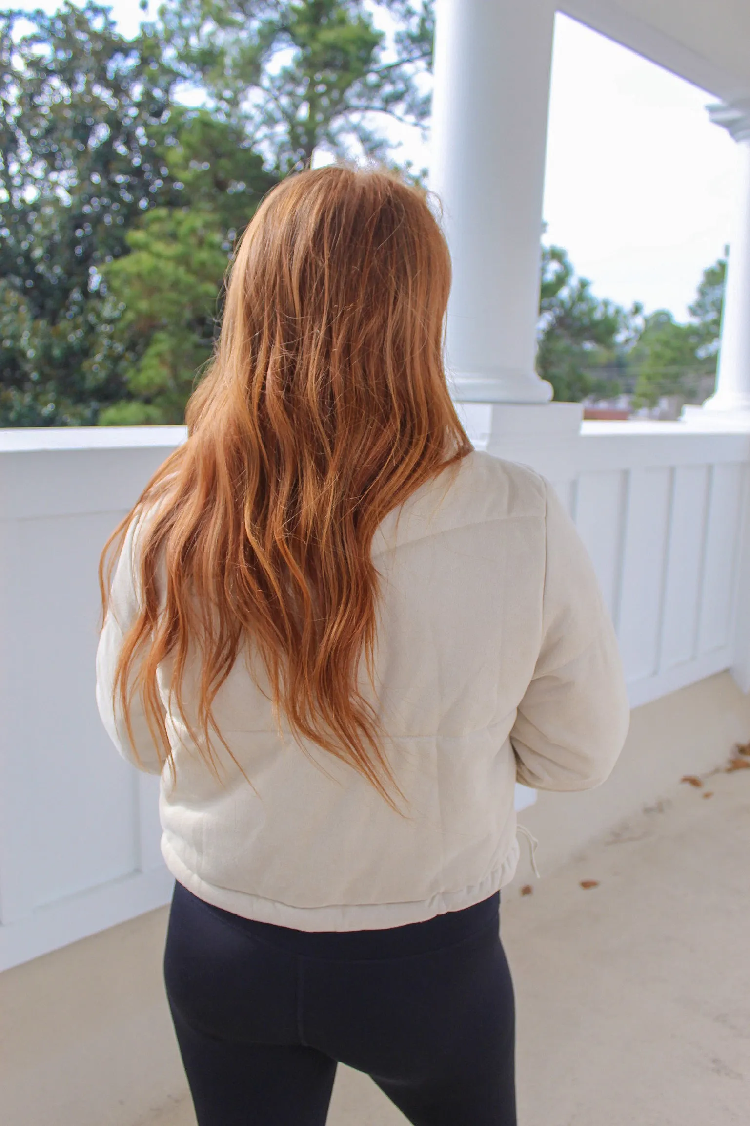 Diana Suede Button Up Jacket- Ecru