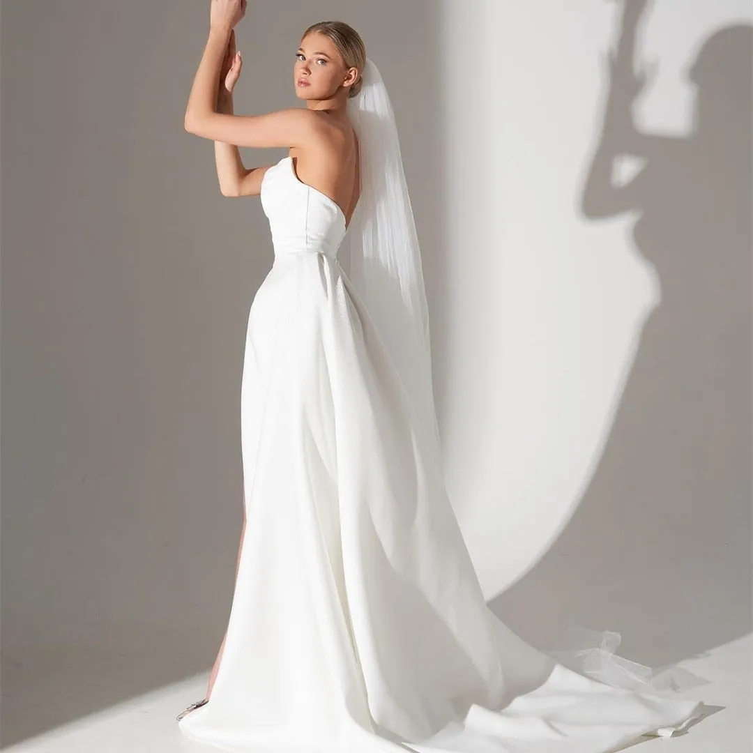 Elegant Side Slit Women's Wedding Dress