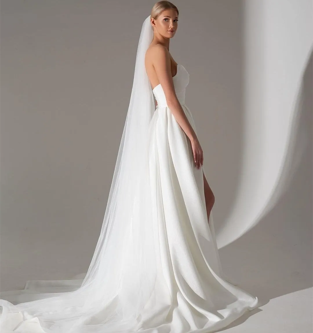 Elegant Side Slit Women's Wedding Dress