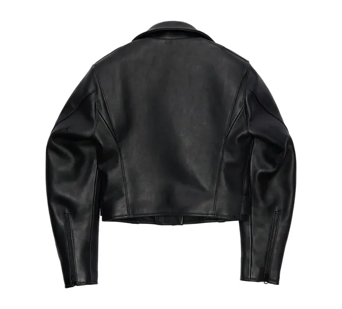 Elegant Women's Cropped Slim Classic Leather Jacket By TJS