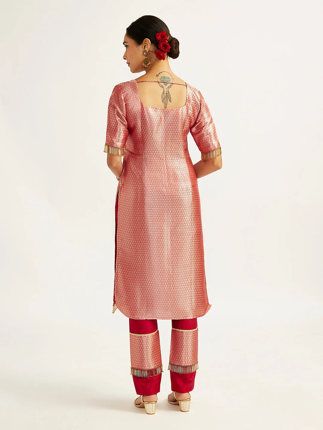 Jashvi Women's Red Kurta Set