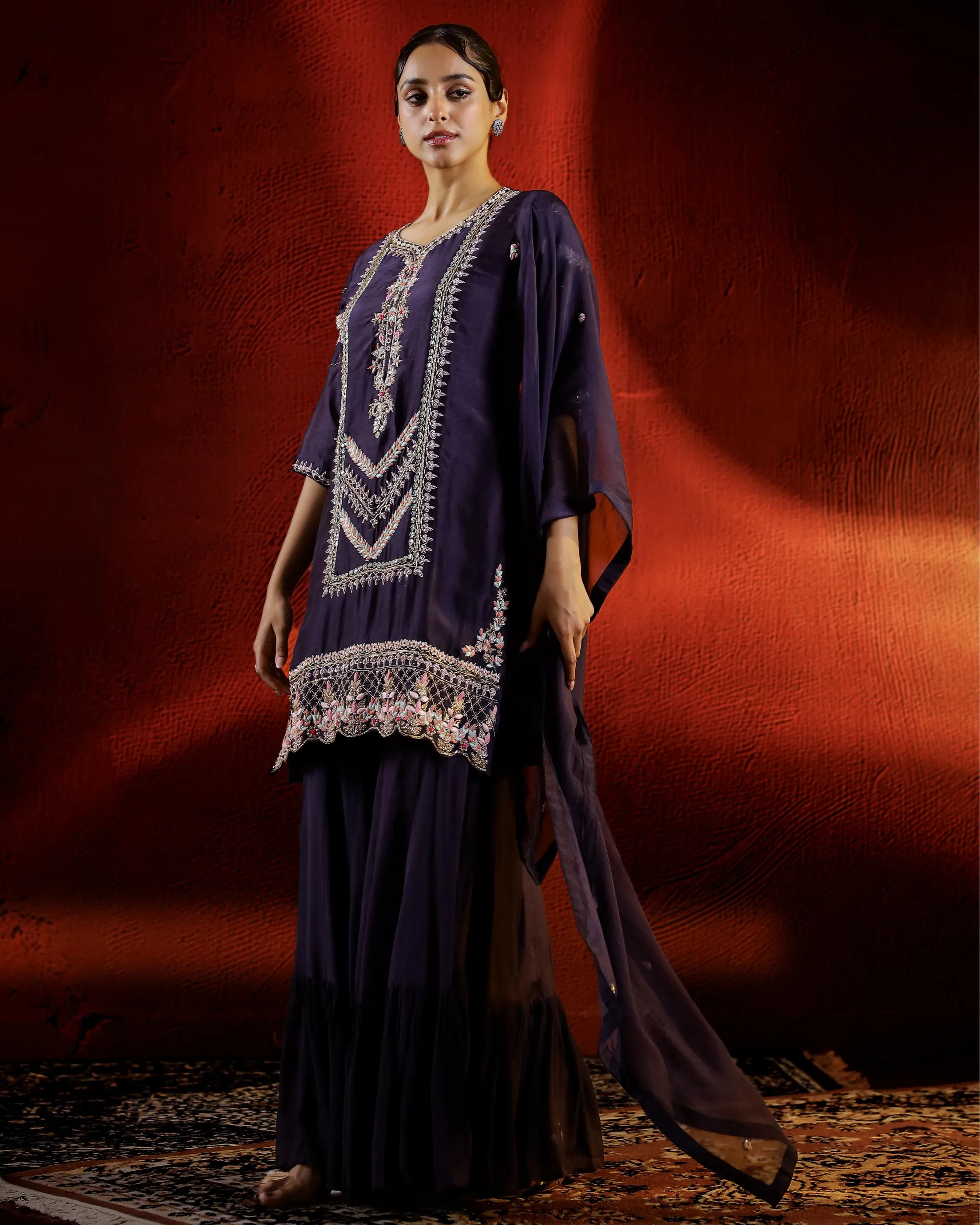 Light Purple Embellished Spanish Silk Palazzo Set