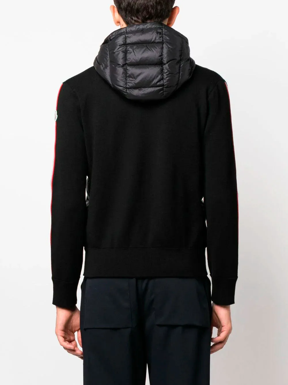Logo-patch padded fleece cardigan