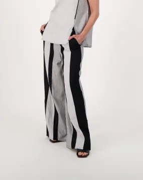 Madras Linen Noir Stripe Wide Leg Pant