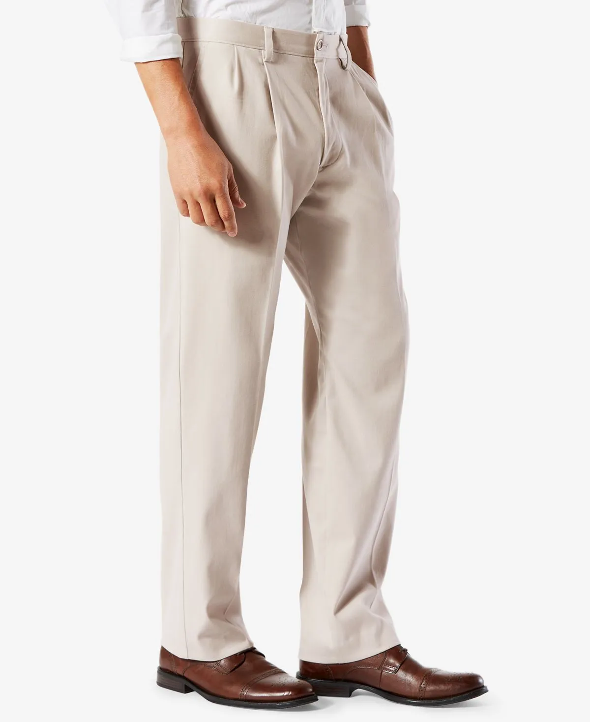 Men's easy classic pleated trousers, khaki stretch Dockers, blue