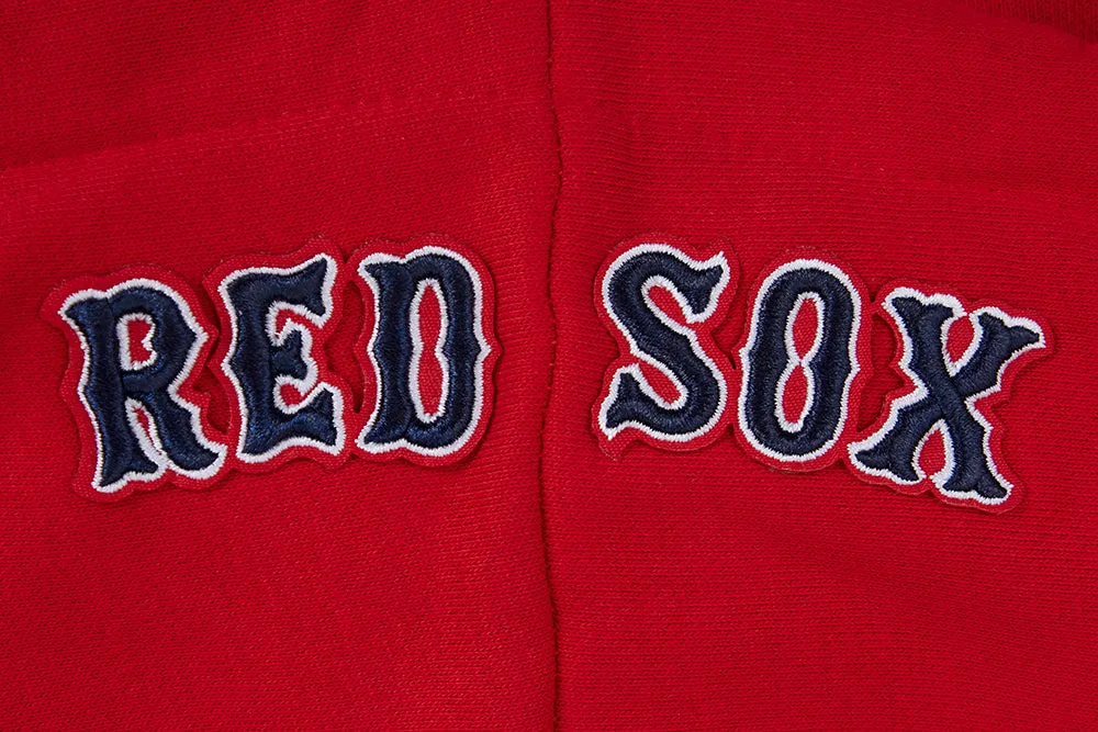 MLB BOSTON RED SOX SCRIPT TAIL WOMEN'S RIB FLC CROPPED PO HOODIE (RED)