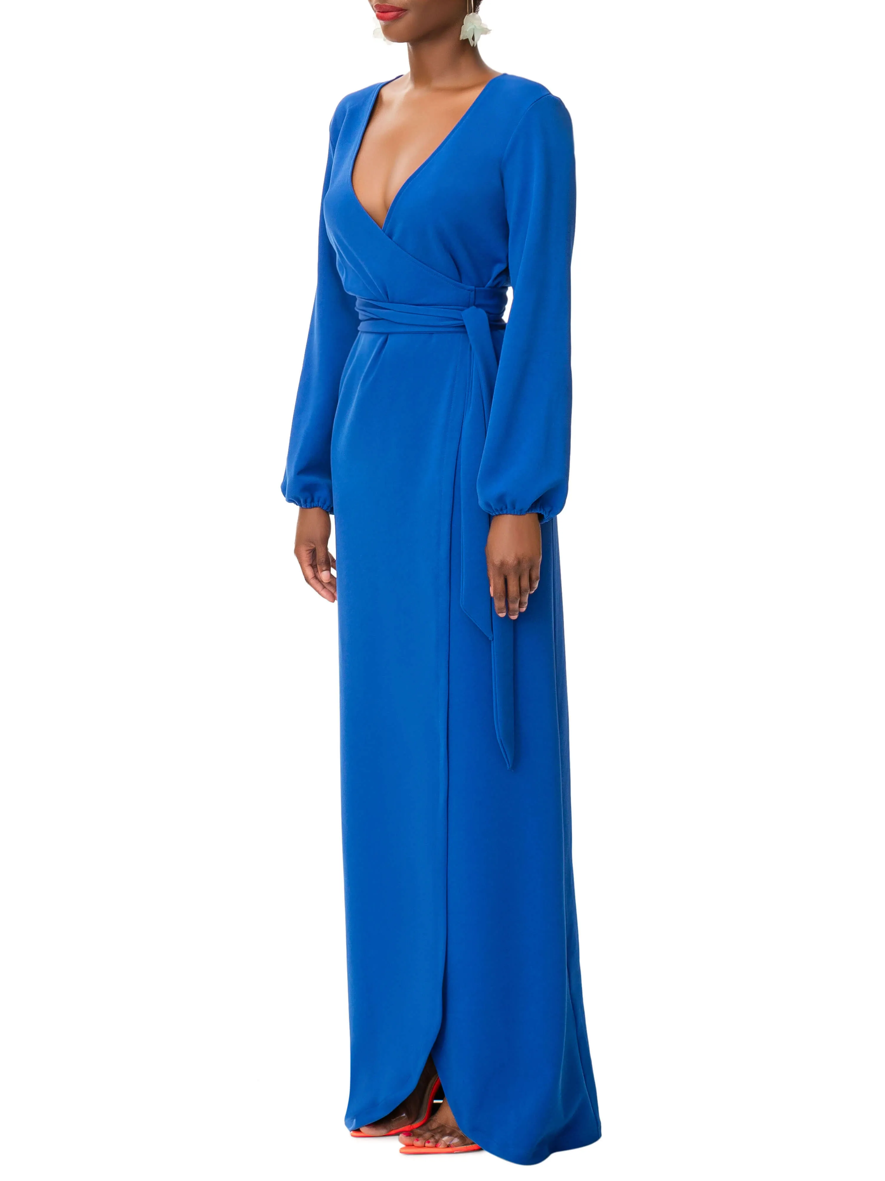 "Nicole" Cobalt Maxi Wrap Dress