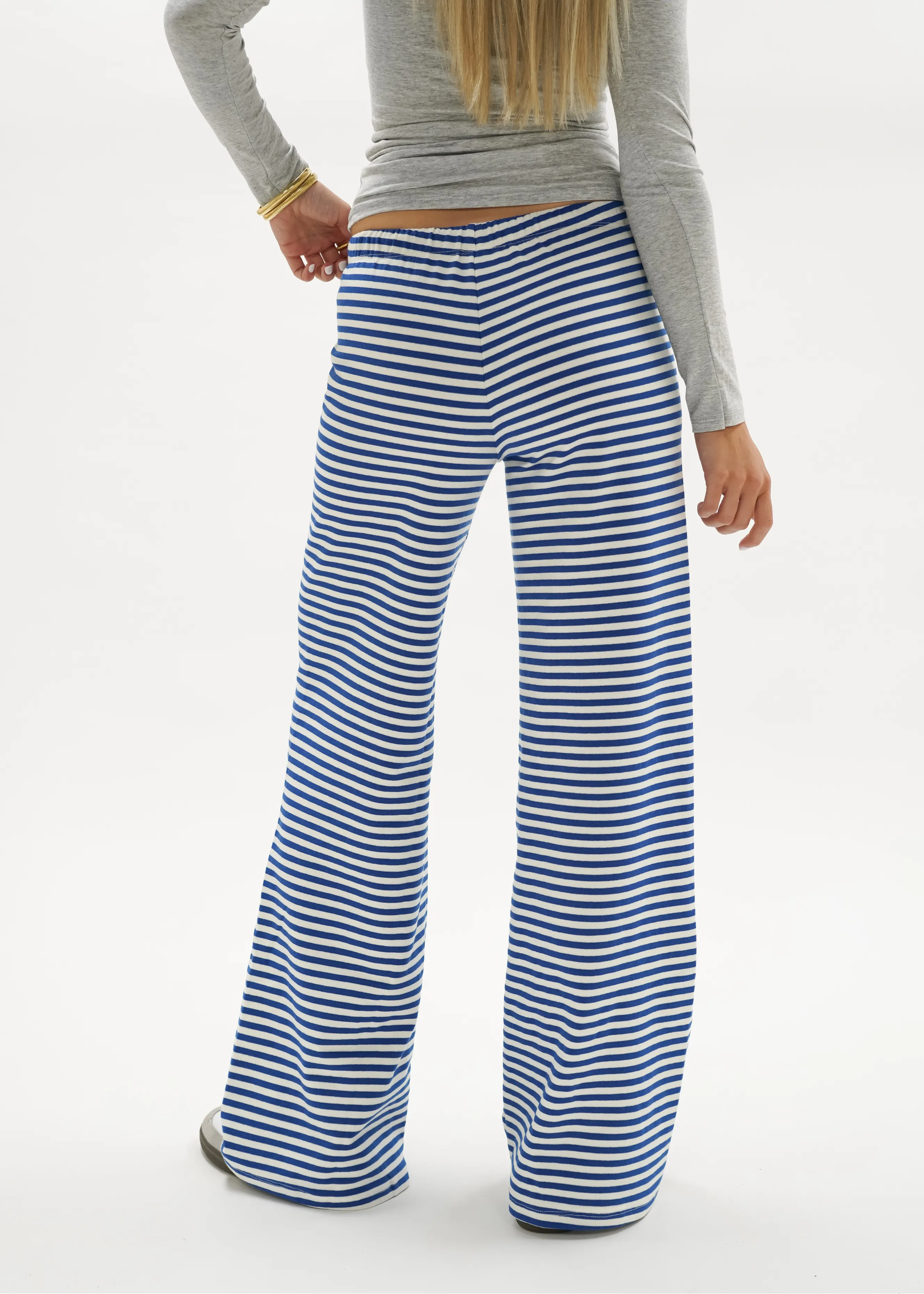 Soft striped pants crème/blue (tall)