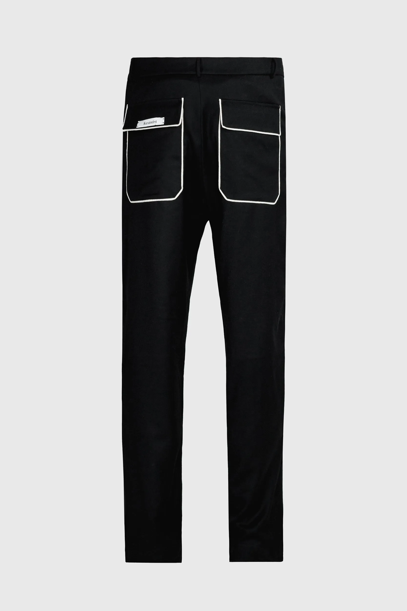 Straight Black Wool Pants - Men's