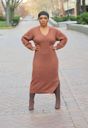 Sweet And Cozy | Ribbed Maxi Sweater Dress