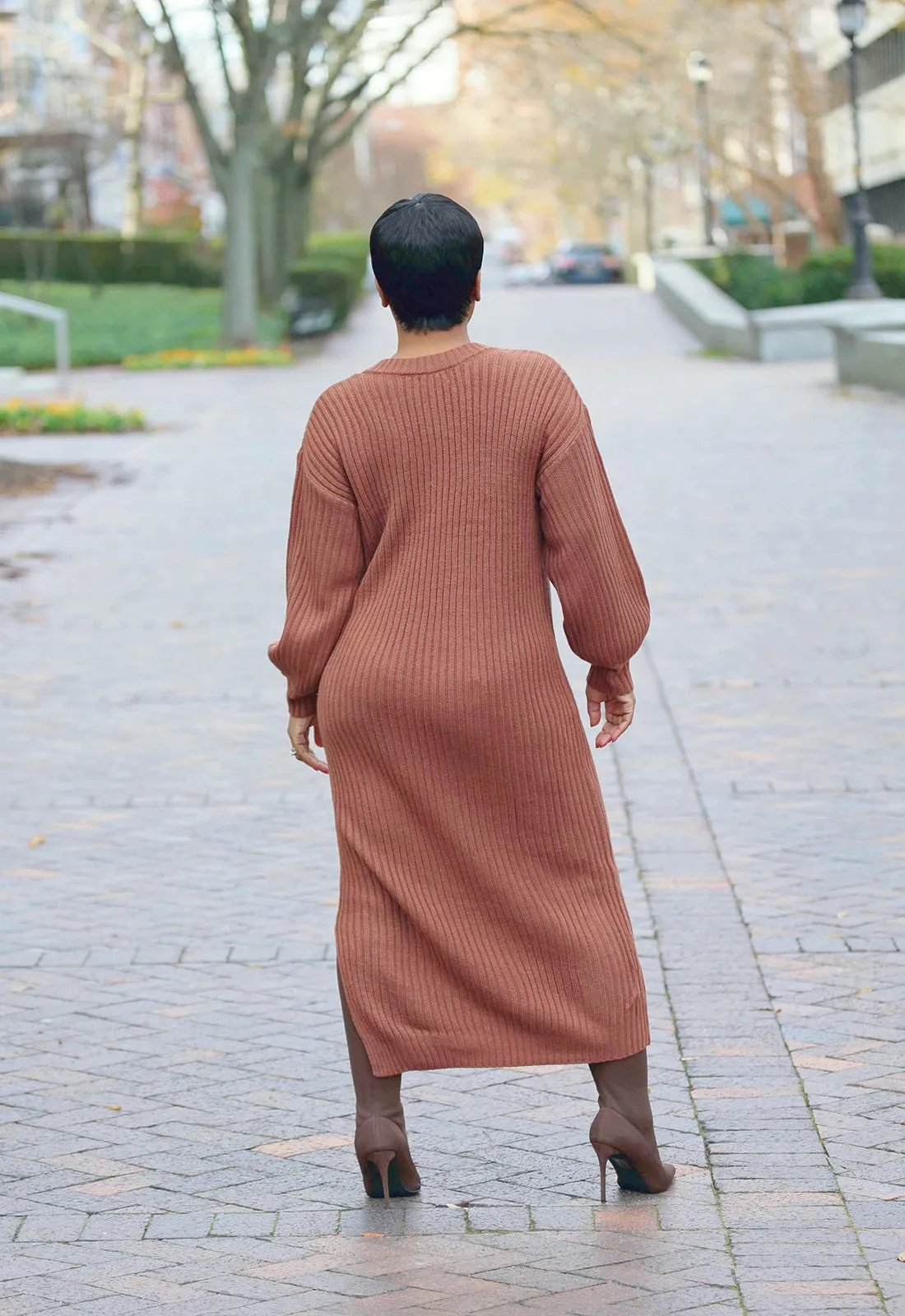 Sweet And Cozy | Ribbed Maxi Sweater Dress