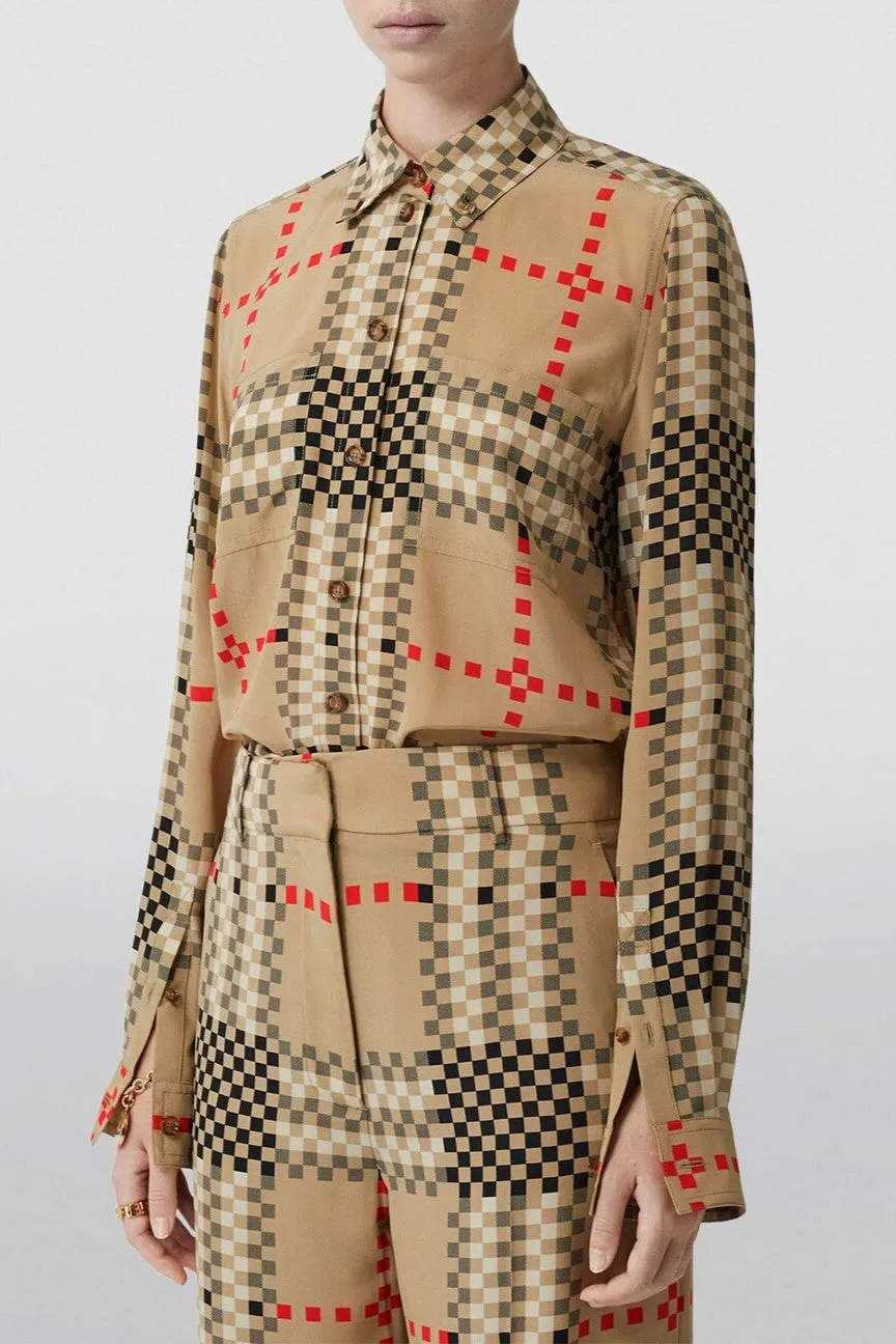 Teak Checks Patterned French Crepe Co-Ord Set