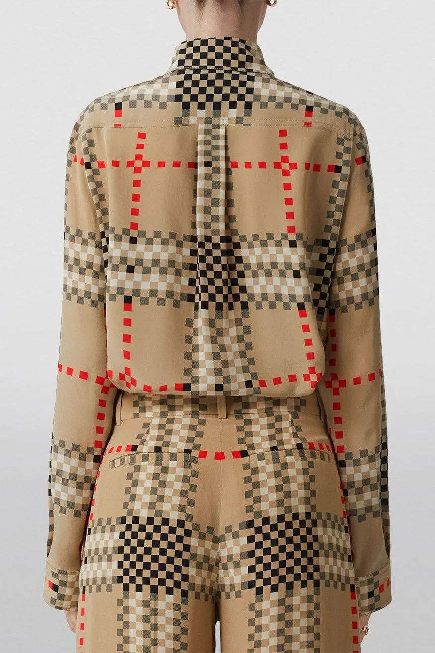 Teak Checks Patterned French Crepe Co-Ord Set