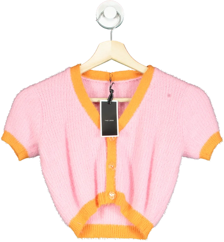 The Look Pink and Orange Short Sleeve Cardigan UK S
