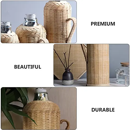 TOPBATHY Thermal Water Carafe Bamboo Woven Thermal Coffee Carafe Tea Water Coffee Dispenser for Home Kitchen