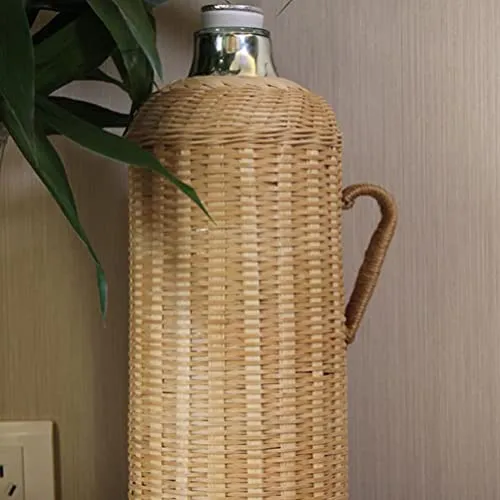 TOPBATHY Thermal Water Carafe Bamboo Woven Thermal Coffee Carafe Tea Water Coffee Dispenser for Home Kitchen