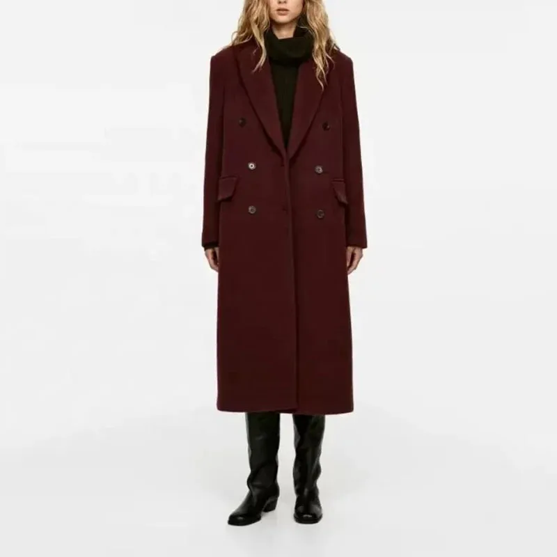 Trend4us Women's Double-Breasted Longline Trench Coat