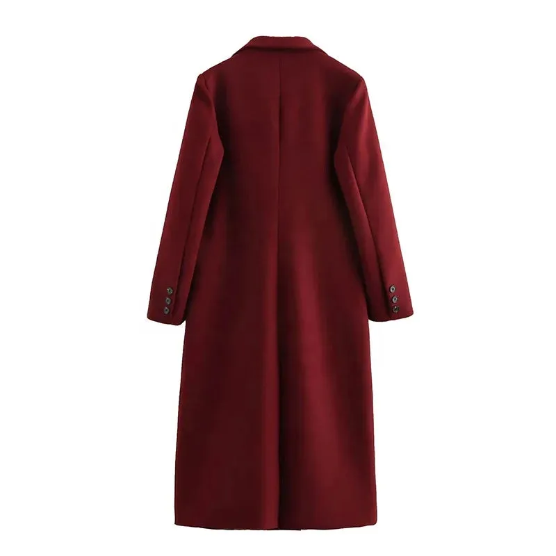 Trend4us Women's Double-Breasted Longline Trench Coat