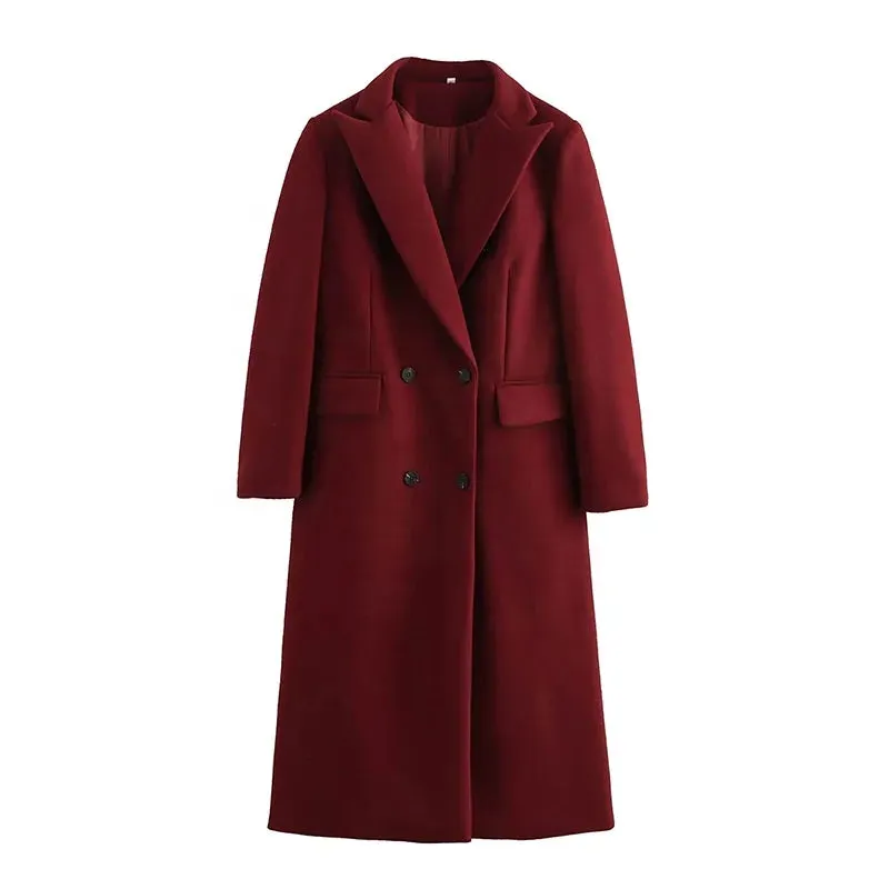 Trend4us Women's Double-Breasted Longline Trench Coat
