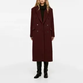 Trend4us Women's Double-Breasted Longline Trench Coat