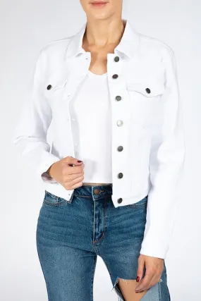 White Cropped Denim Jacket
