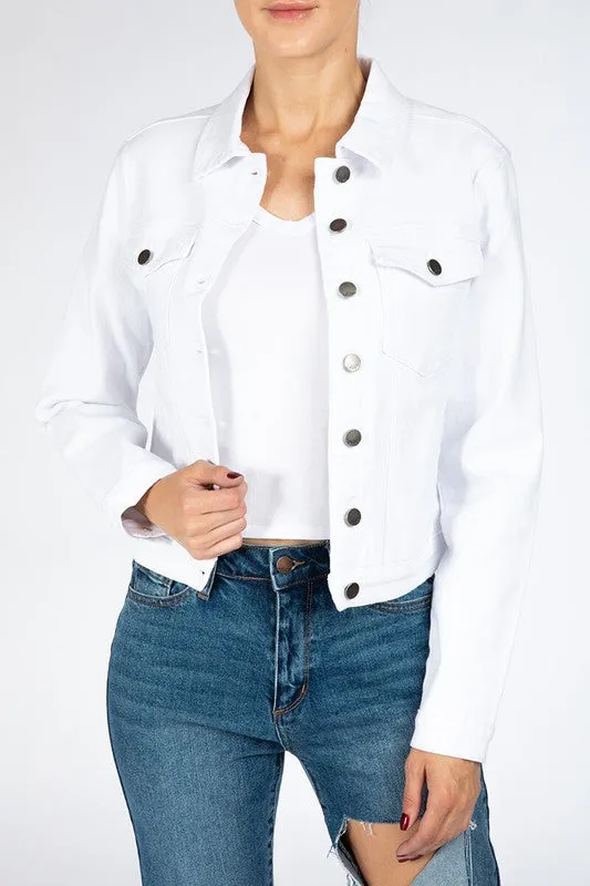 White Cropped Denim Jacket