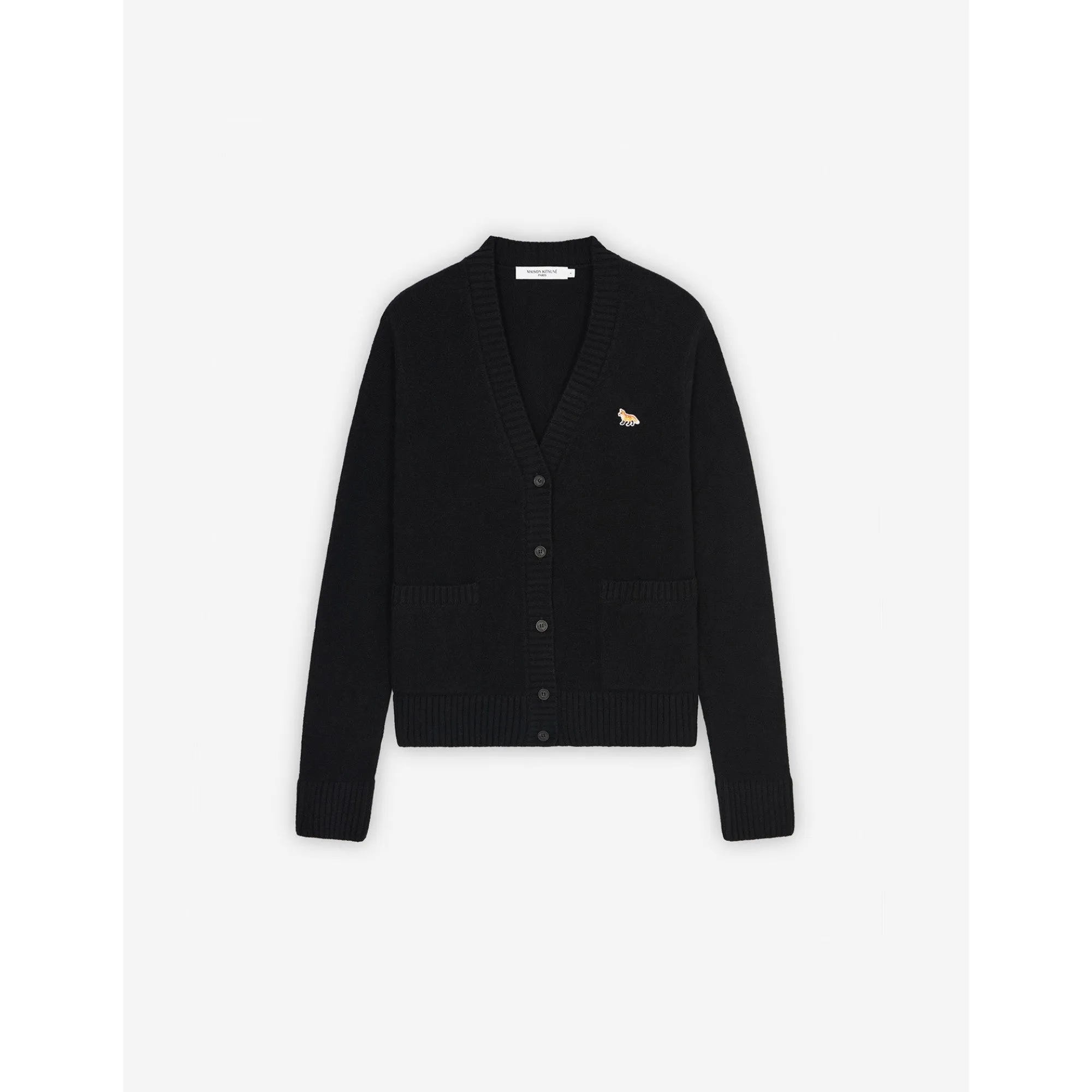 Women Baby Fox Patch Boxy Cardigan - Black