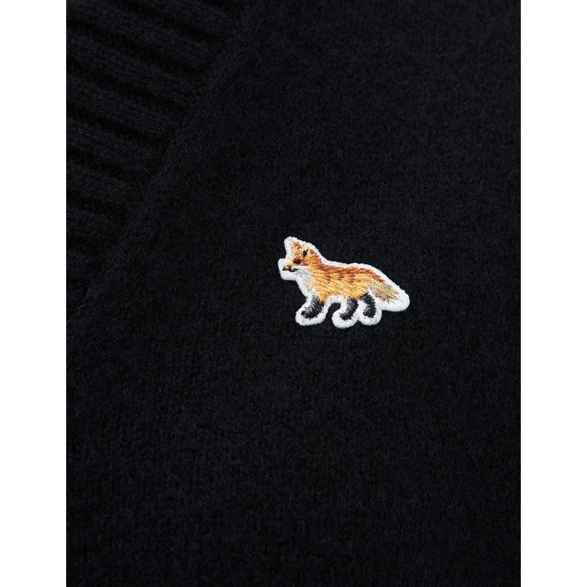 Women Baby Fox Patch Boxy Cardigan - Black