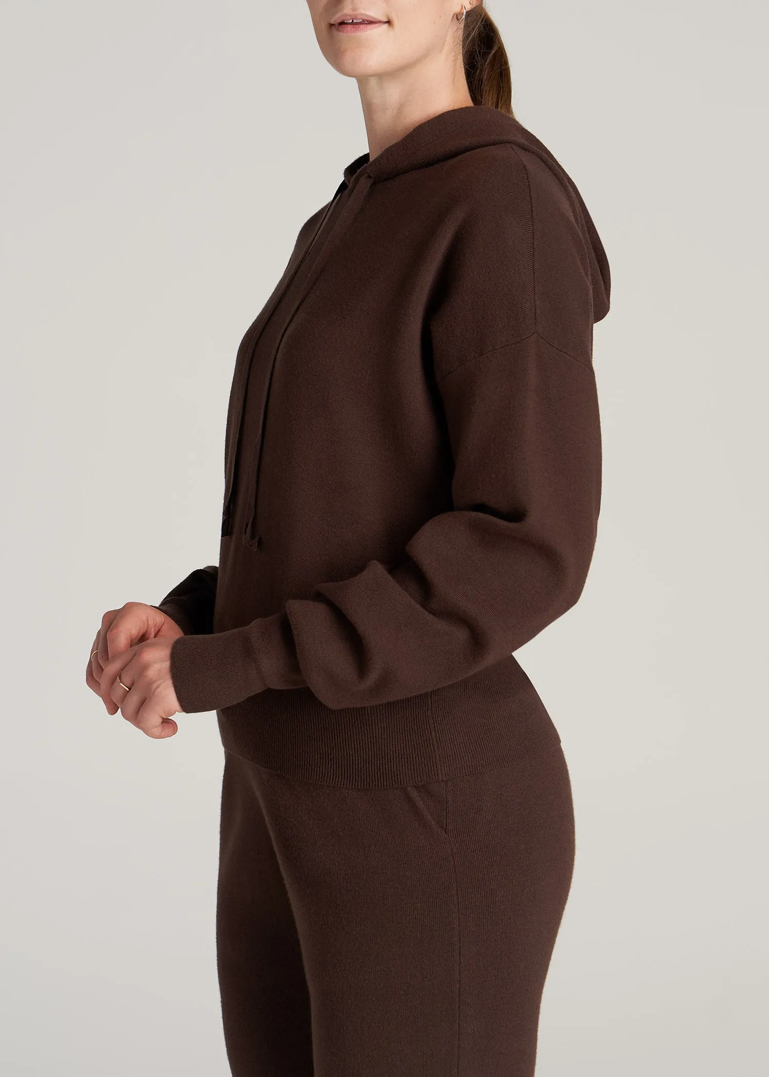 Women's Tall Knit Lounge Hoodie in Chocolate
