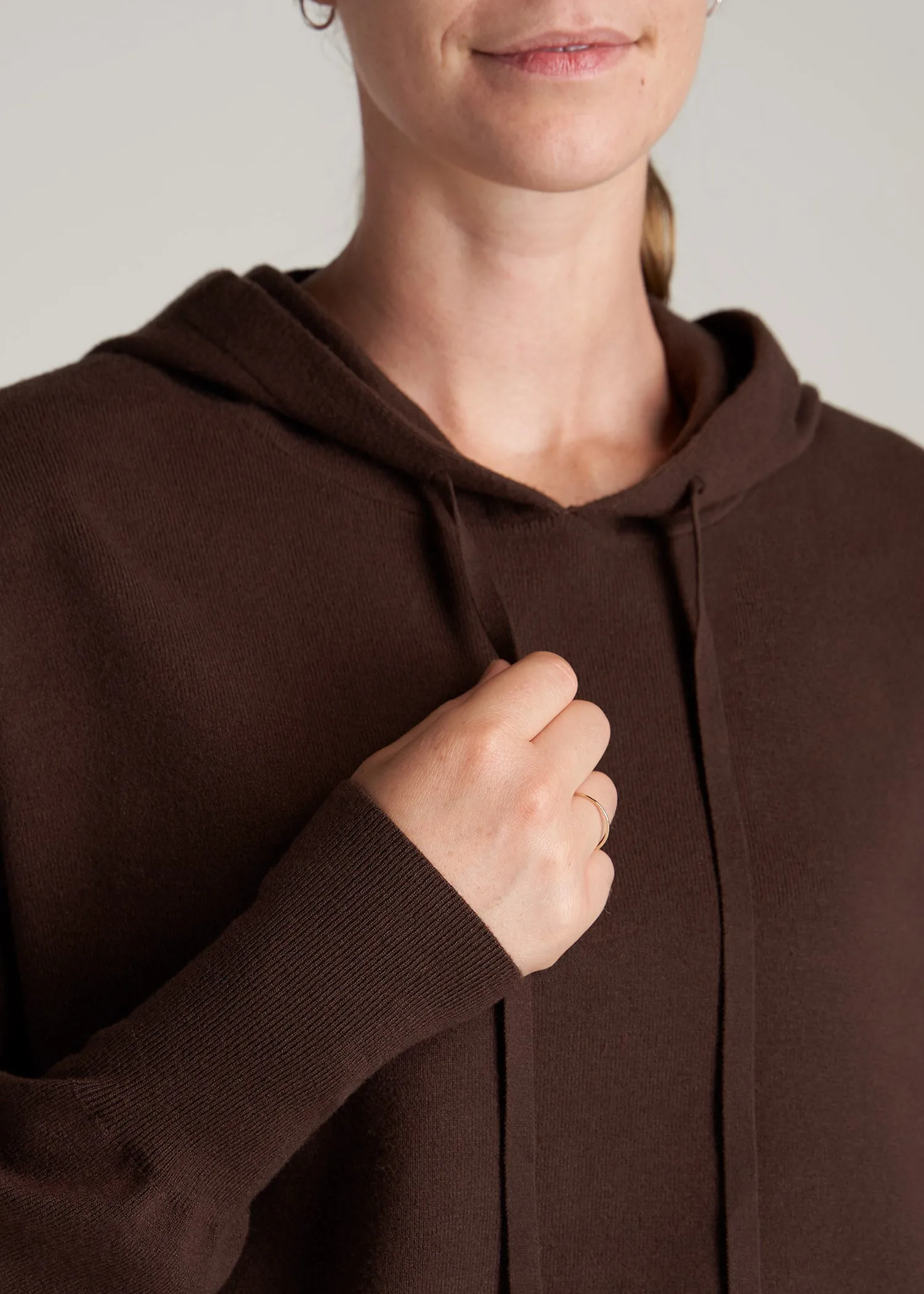 Women's Tall Knit Lounge Hoodie in Chocolate