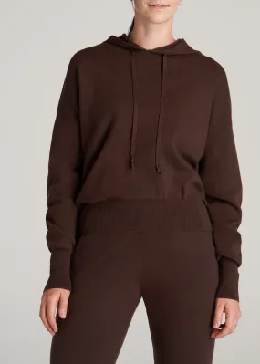 Women's Tall Knit Lounge Hoodie in Chocolate