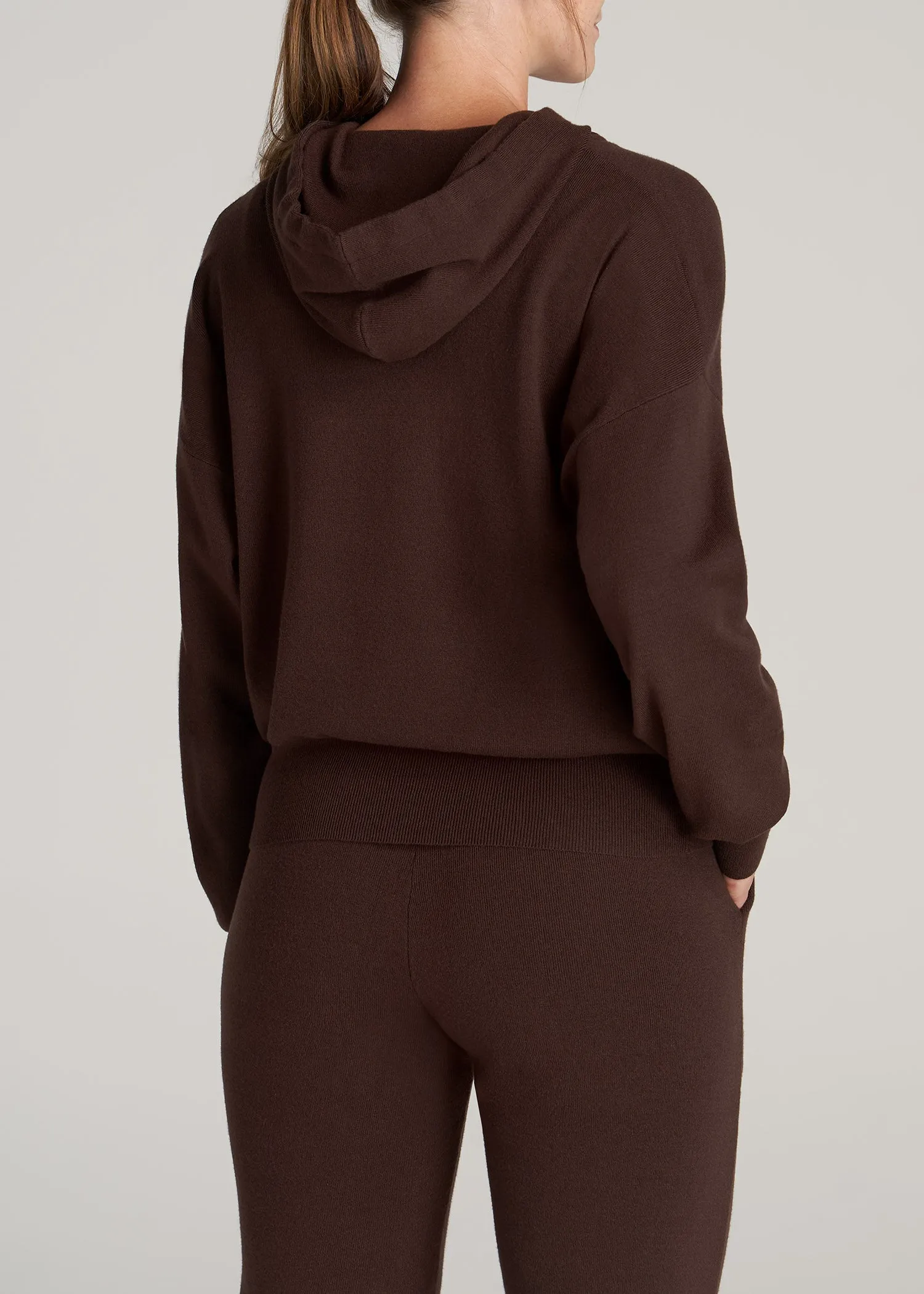 Women's Tall Knit Lounge Hoodie in Chocolate