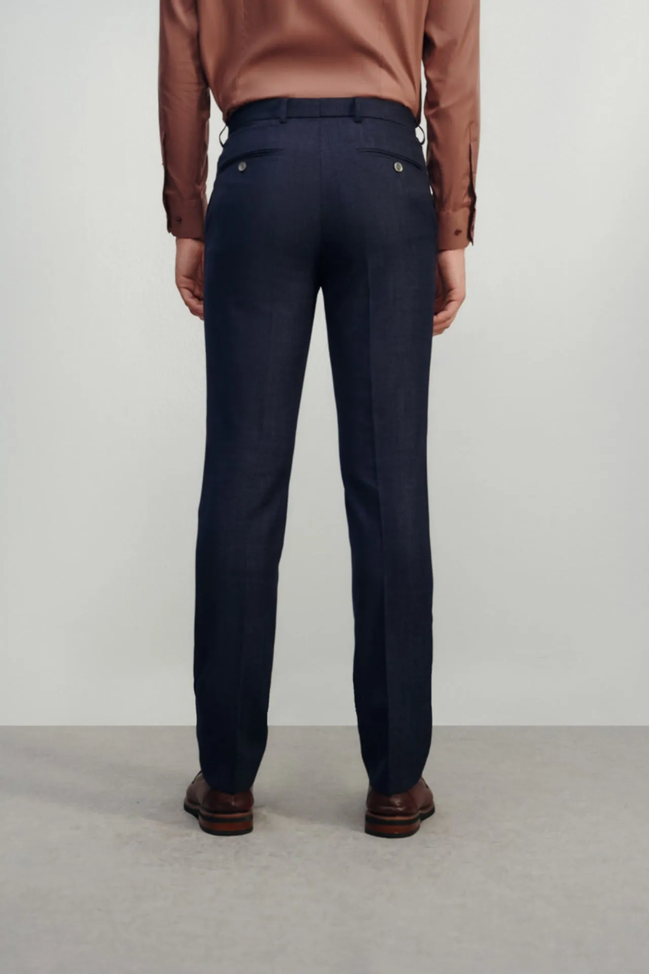 Wool Textured Slim Fit Pants