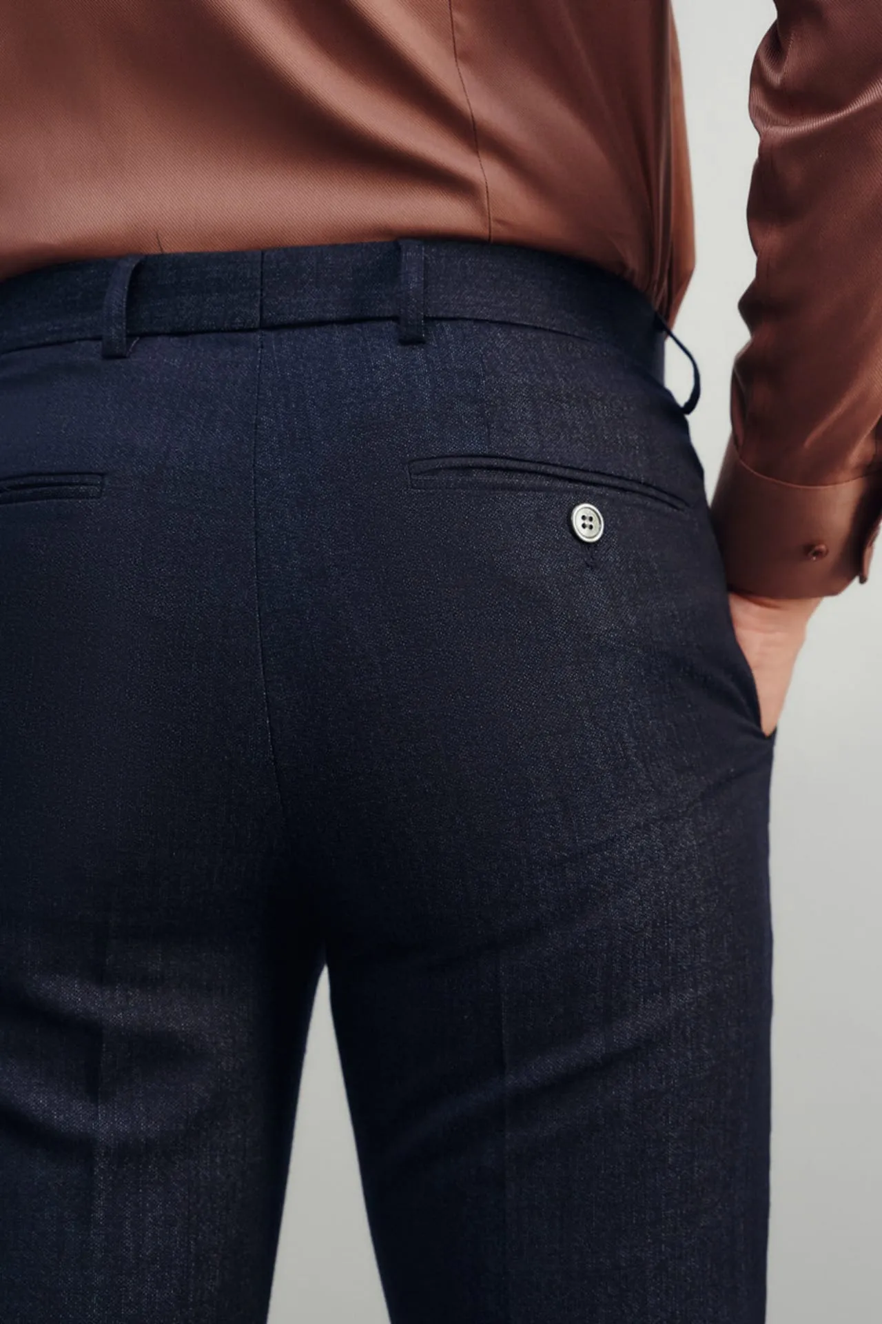 Wool Textured Slim Fit Pants