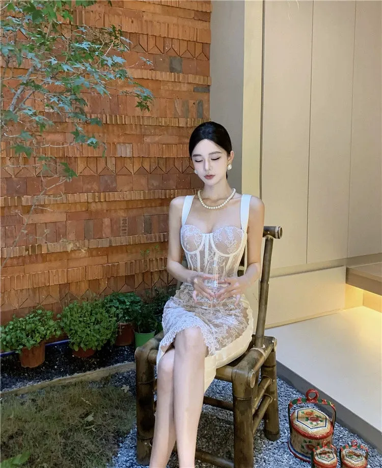 Wynona - Lace Patchwork Sleeveless Slim Strap Dress